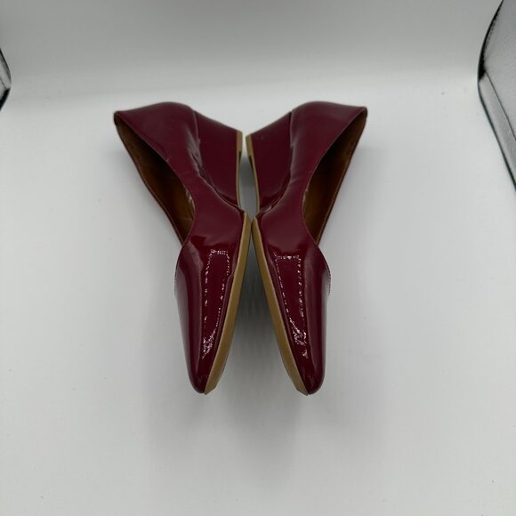 Calvin Klein Germina Pointed-Toe Wedge Pumps Burgundy Patent Leather Women's 8 - Picture 3 of 8